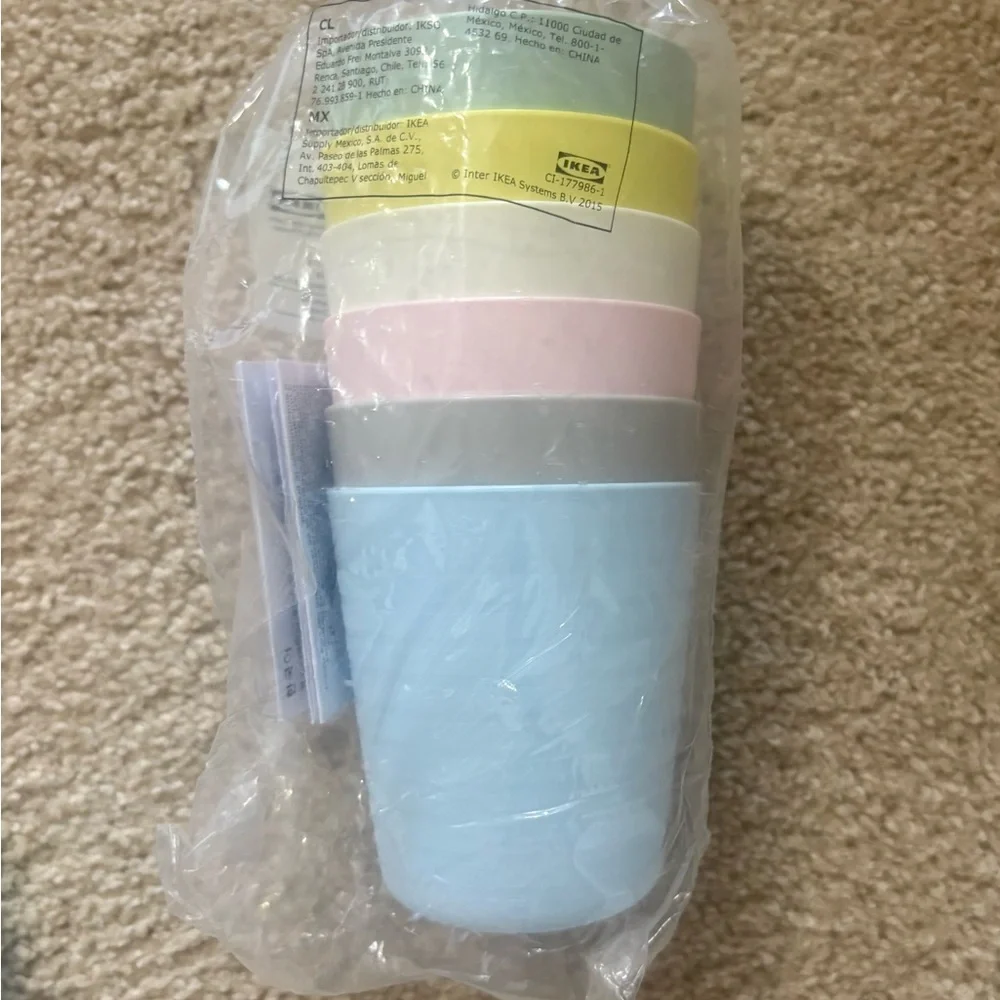 IKEA Pastel Mix Kids Party Plate, Bowl & Cup Set - Mint, Pink, Yellow, Blue NWT